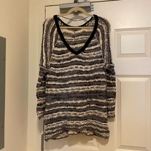 FREE PEOPLE Striped V-Neck Sweater